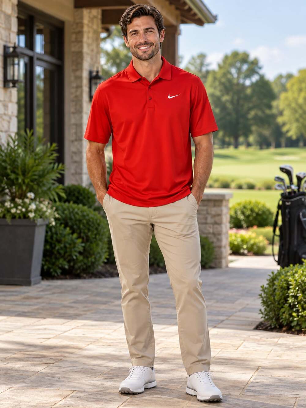 Nike Dri-FIT Men's Red Short Sleeve Polo Shirt XL